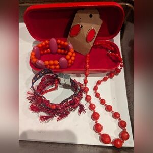 Old Valentino Eyeglasses Case With Red Themed Jewelry